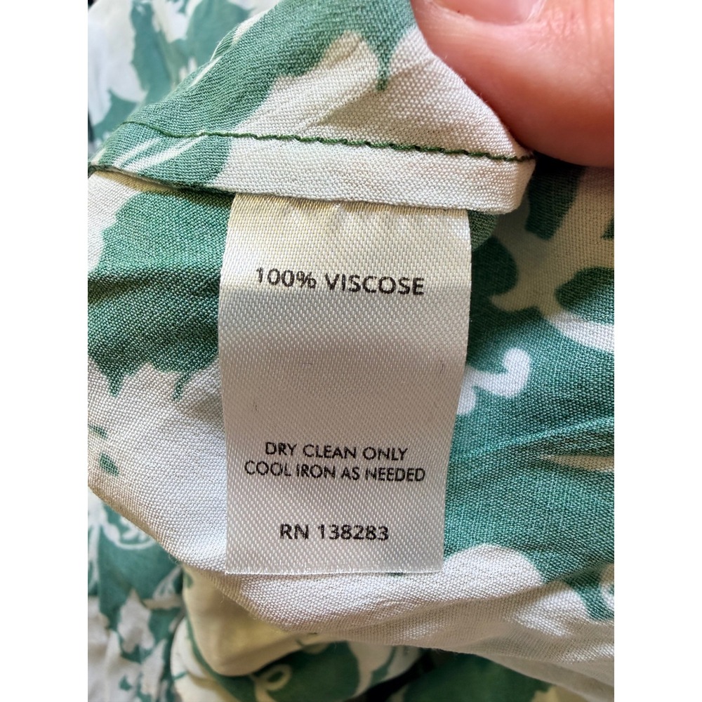Figue Calliope Wrap Dress Green White Floral Striped V-Neck Bell Cuff Maxi - Picture 6 of 11